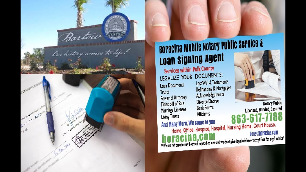 Best Mobile Notary Public in Bartow FL Real Estate Loan Signing Agent Service Near Me