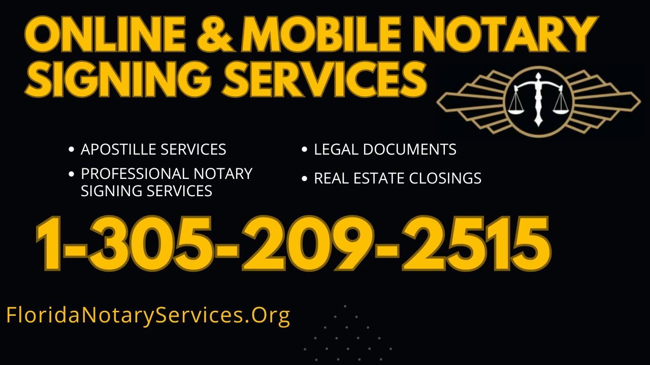 TRAVELING & ONLINE Mobile Notary Public Service Near Me | Pinecrest, FL