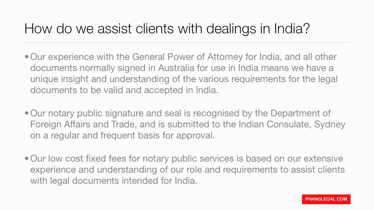 Phang Legal - Notary Public Services - General Power of Attorney for India